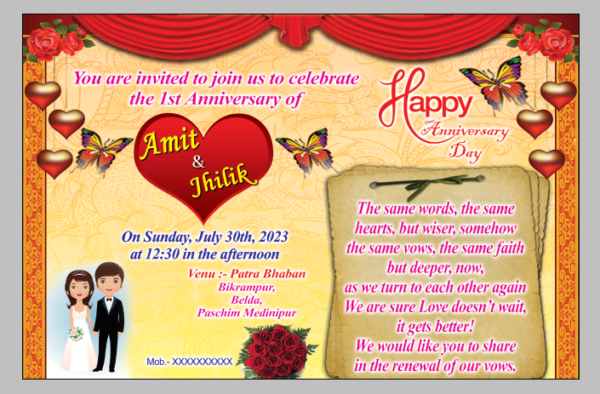 Anniversary Invite Card PSD Photoshop 7.0