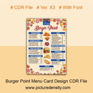 Burger Point Menu Card Design CDR File