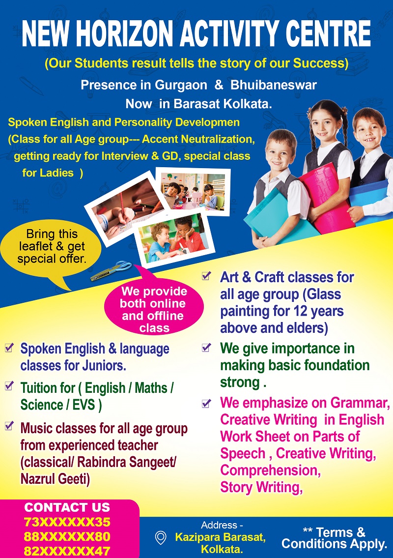 New Horizon Activity Centre 5.8x8.2 Inch_0473 - PMC GNM Nursing Teacher Computer School College Coatching Center Tution Bidyalaya Festival Training Vorti Cholche Admission Handbill Banner Design PSD 5.8x8.2 Inch_0473 - PMC - Image 1