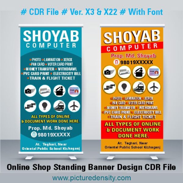 Online Shop Standing Banner Design CDR File