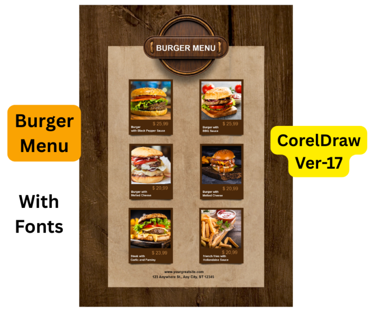 Burger Menu Card Design CDR File » Picturedensity