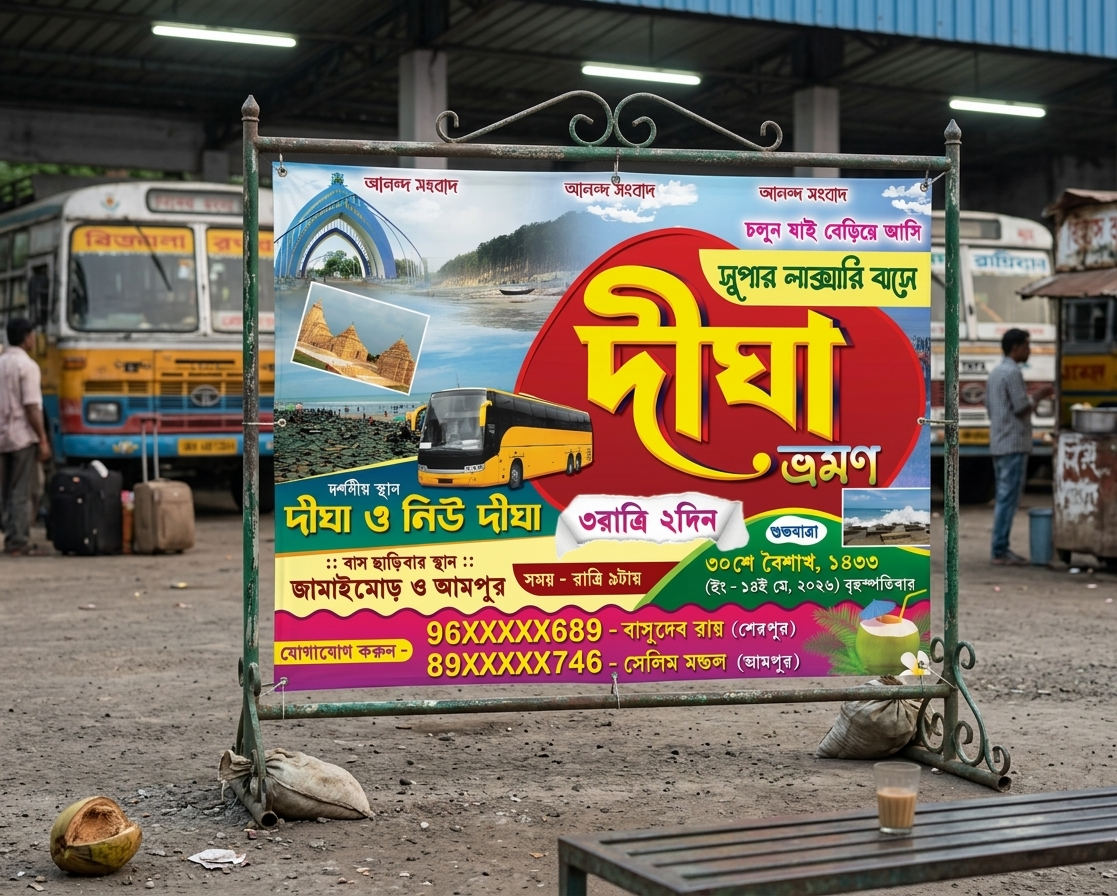 Digha Puri Tour Travel Picnic Tourist Spot Banner Design photo No 280 - W4 x H3 - Swapna Chowa Printers Digha Puri Tour Travel Picnic Tourist Spot Banner Design No 280 - W4 x H3 - Swapna Chowa Printers - Image 1