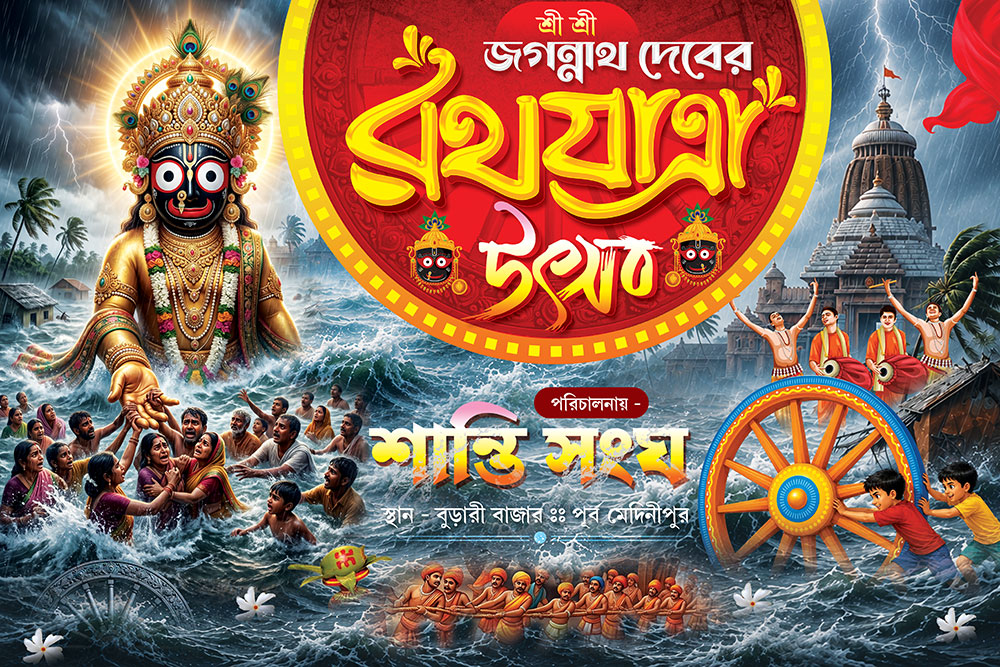 Shanti Sangha 6x4 ft_2497 - PMC Jagannath Rathyatra Puja Banner Card Design PSD 6×4 ft_2497 – PMC - Image 1
