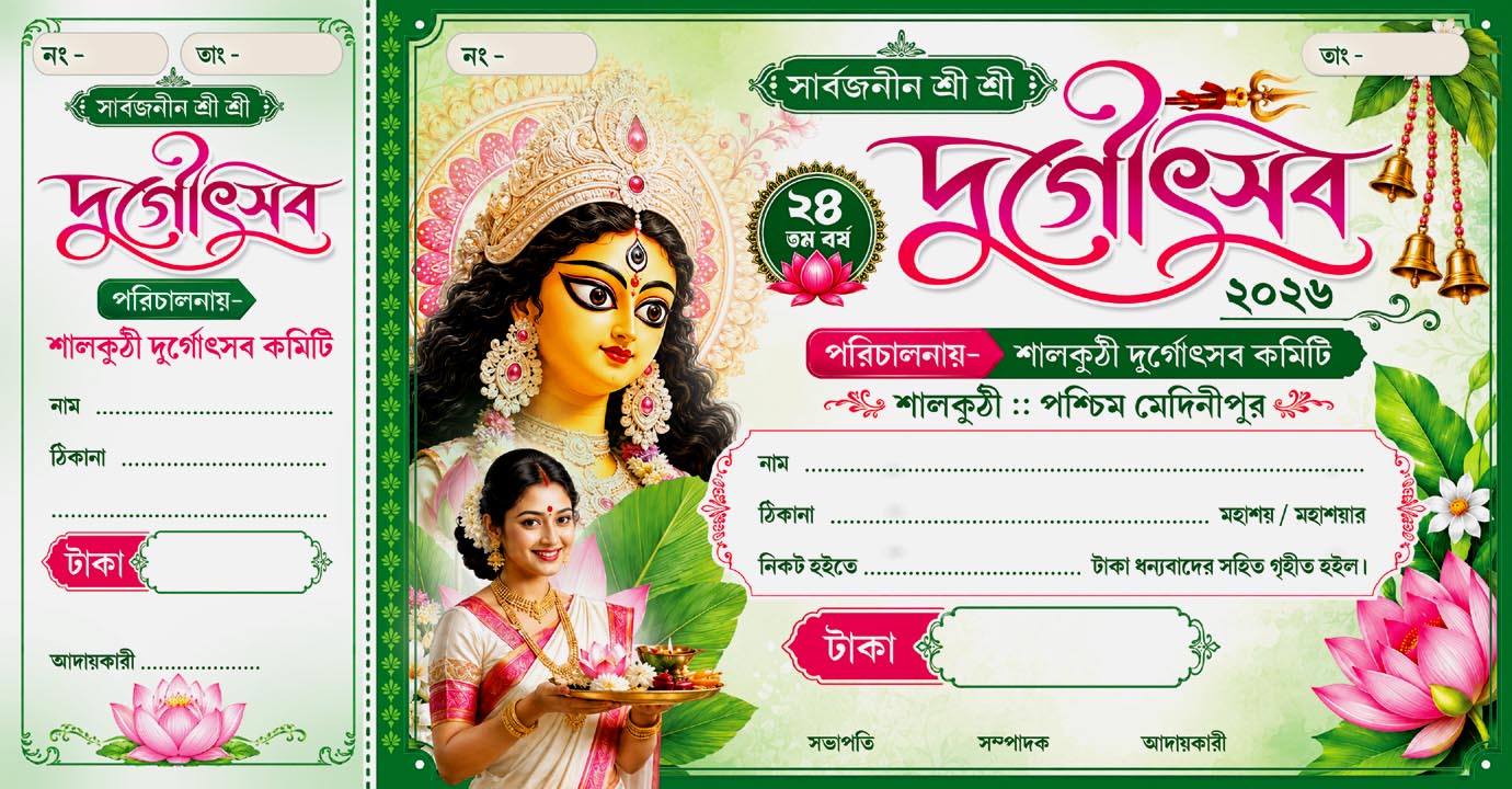Durga Puja Bill Psd Design 11.5x6in Bengali_Photoshop 7 Durga Puja Bill Psd Design 11.5x6in Bengali_Photoshop 7