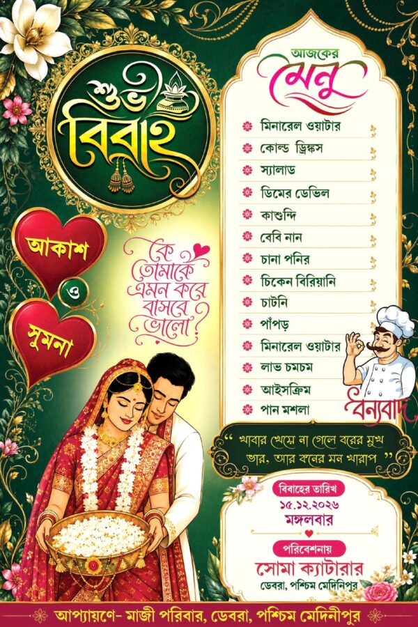 Menu Card Bengali 6x9 psd