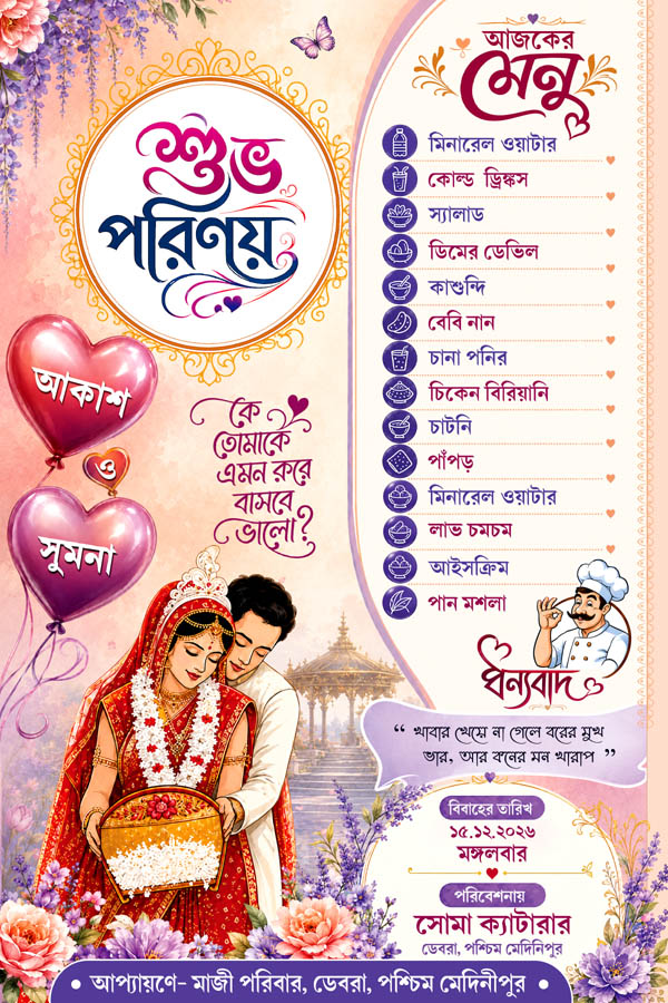 Modern Bengali Menu Card PSD Design (6×9 Inch)_Photoshop 7