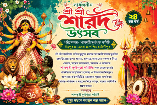 durga puja invitation card 9x6in psd_sharad utsav